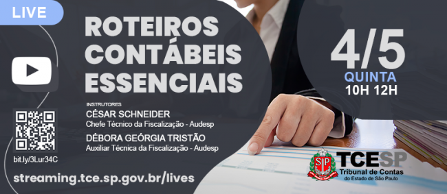 Tribunal fará live sobre Roteiros Contábeis
