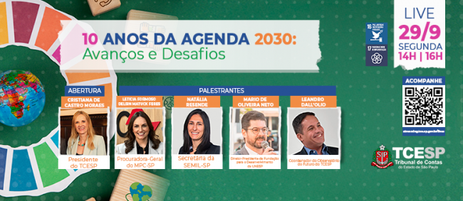 Tribunal de Contas promoverá live sobre os 10 anos da Agenda 2030