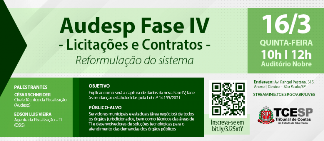 TCE promove evento sobre Fase IV do Sistema Audesp