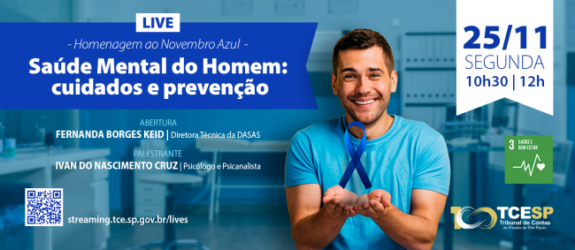 Saúde mental do homem será tema de palestra do TCE em novembro