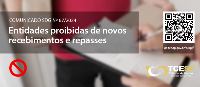 Mais de 1,9 mil órgãos estão impedidos de receber auxílios do poder público