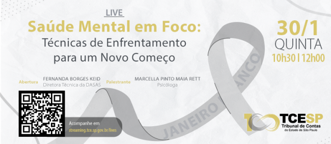 Janeiro Branco: TCE fará live sobre enfrentamento dos desafios emocionais 