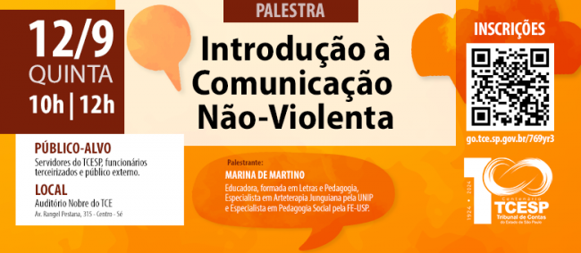 Palestra no Tribunal de Contas debaterá Comunicação Não-Violenta 