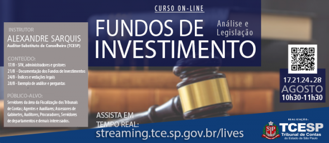 Curso on-line do TCESP trará noções gerais sobre Fundos de Investimento