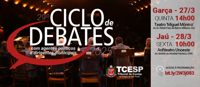 Regiões de Marília e Bauru sediam Ciclo de Debates do TCE nos dias 27 e 28