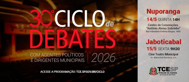 Nuporanga e Jaboticabal receberão os próximos Ciclos de Debates do TCESP
