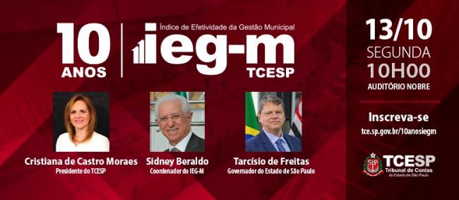 TCESP homenageará prefeituras em celebração de uma década do IEG-M