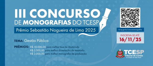 Tribunal de Contas abre inscrições para o III Concurso de Monografias