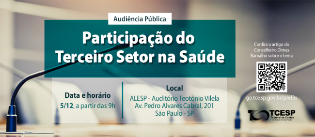 Audiência pública na ALESP debaterá participação do 3º setor na saúde