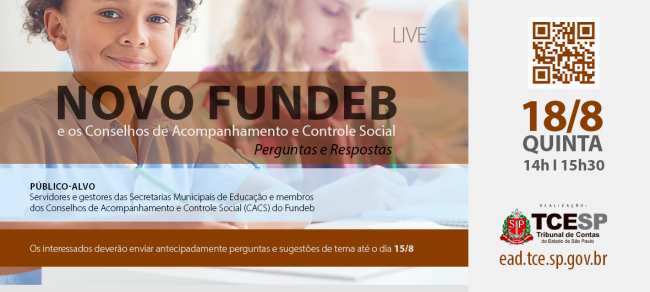 Live do TCESP esclarecerá dúvidas sobre o novo Fundeb