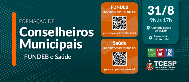 TCESP promoverá encontro de Formação de Conselheiros Municipais do FUNDEB e de Saúde